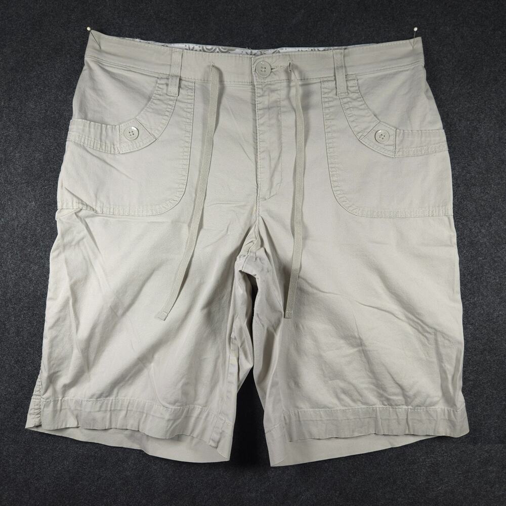 Lee Bermuda Shorts Comfort Stretch Waistband Femme Size 14M Beige Cute Accents!